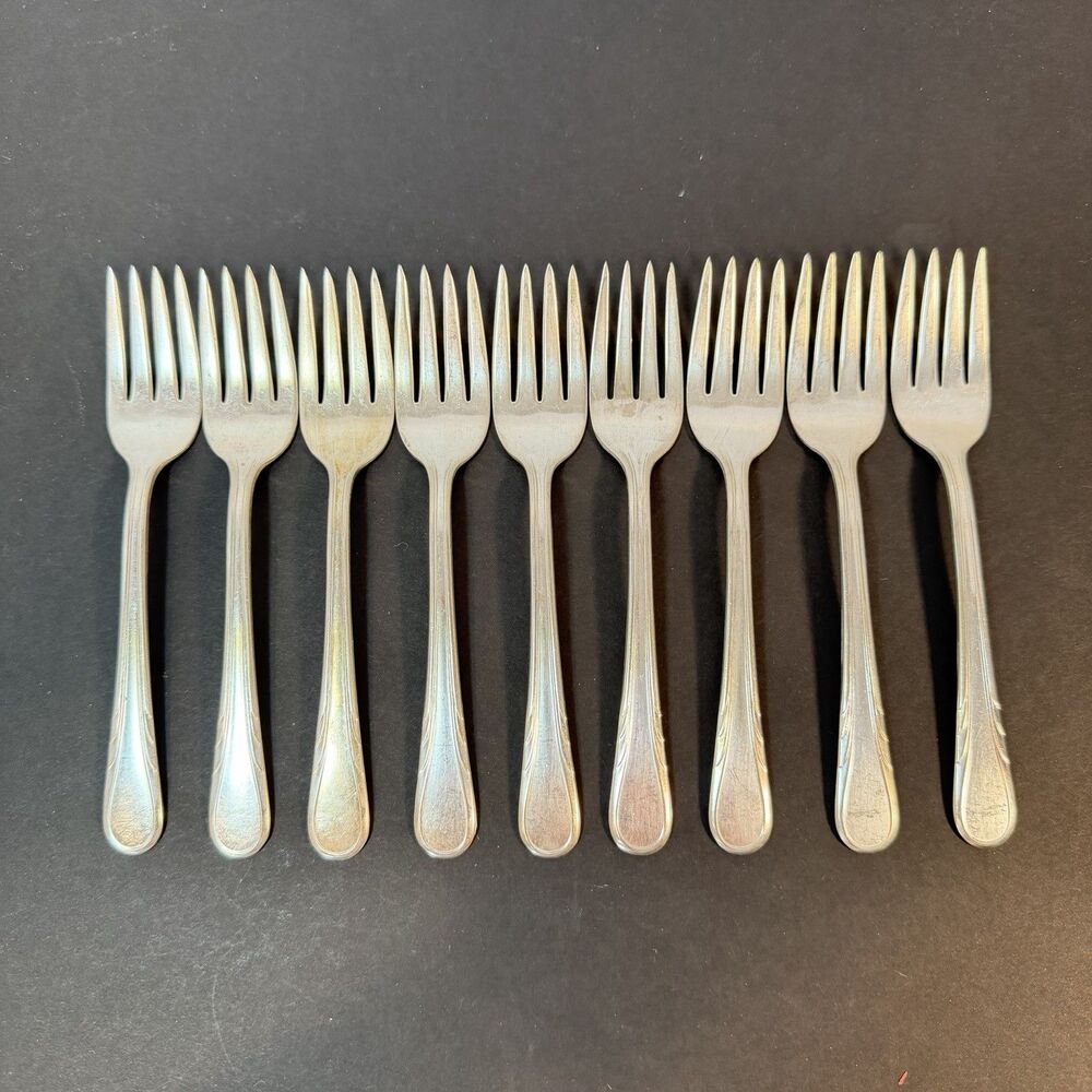 International Silver ARGYLE RC Co Silverplate 1938 Lot of 9 Salad Forks